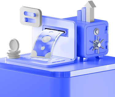 3D graphic showing deposit and withdrawal